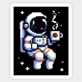 8-Bit Astronaut Coffee Break - Retro Space Pixel Art Sticker